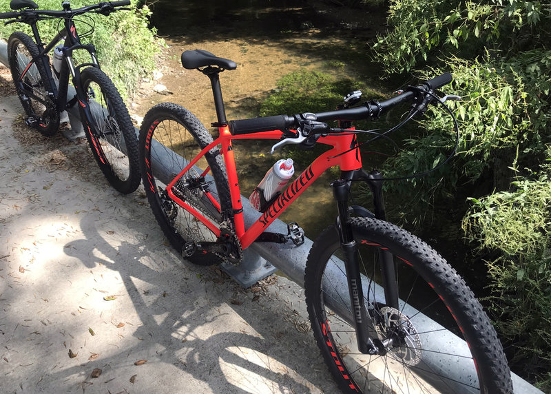 Our sweet rides overlooking the creek.