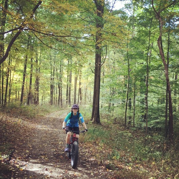 J. enjoying the autumn ride on Bartley Ridge during the 2017 Brown Bounty Epic.