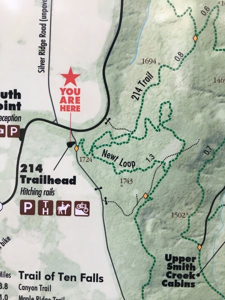 Trailhead Map highlighting Newt Loop.