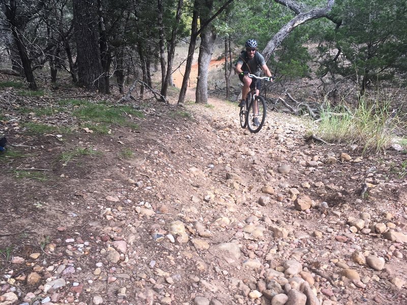 Gnarly climb over babyheads on a rigid sled.