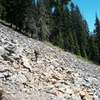 Crossing the first scree slope:  Easier than it looks!