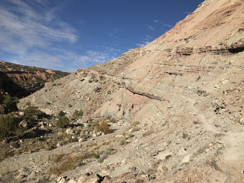 Heading up the trail along the cliff edge.