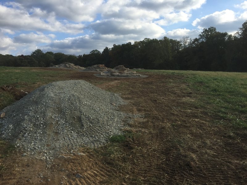 The eight rock garden will be built on this base - you can see the 5, 6, and 7 in the backgroud