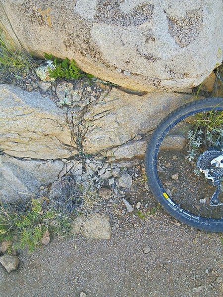 Radial fracture pattern from blasting during trail construction.