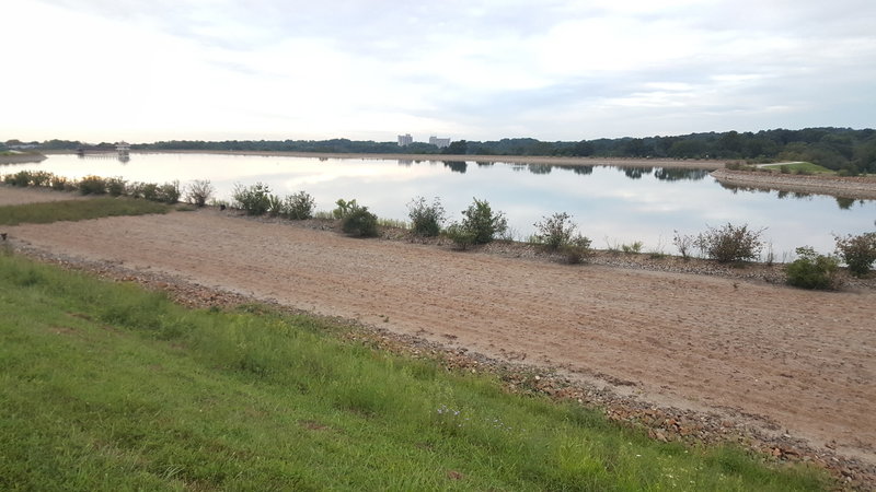 Beautiful Sunsets - Looking across the reservoir towards downtown Newark - reservoir's sand filter in foreground