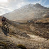 Cody Olsen holding a corner in the Plains of Abraham, lots of pebble like pumice terrain. Very different to ride on.