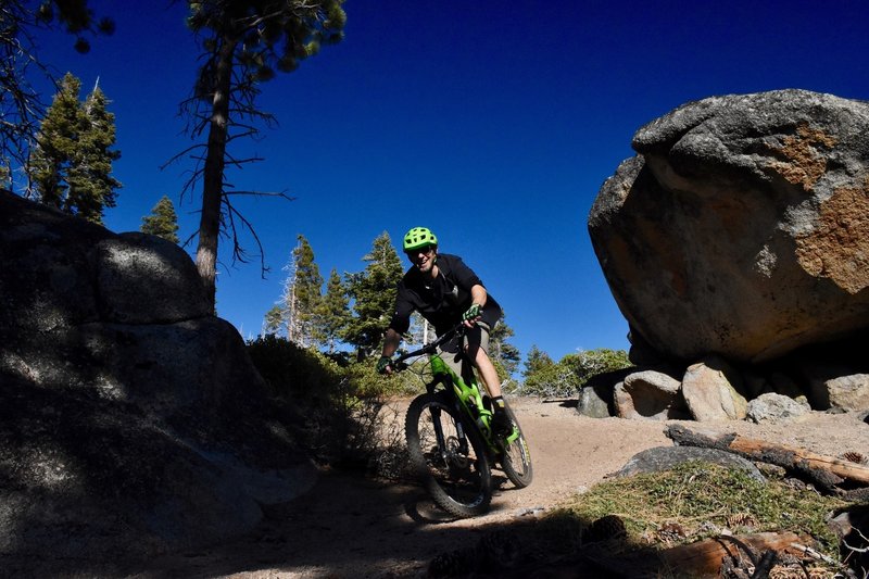 Cruising through one of the boulder sections of Lower Valley View.