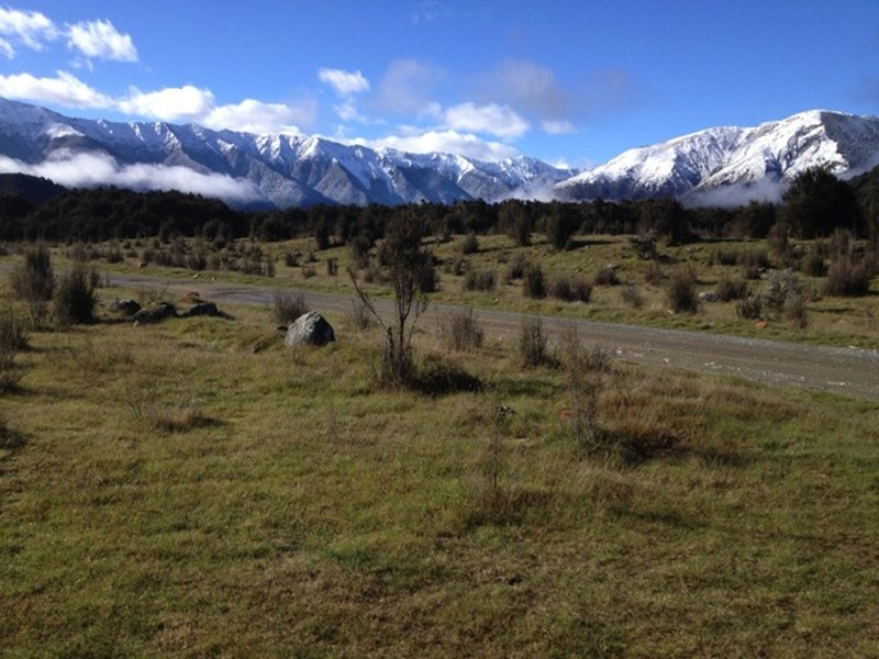 Winter snow caps the St Arnaud Range on the left and Mt Robert on the right