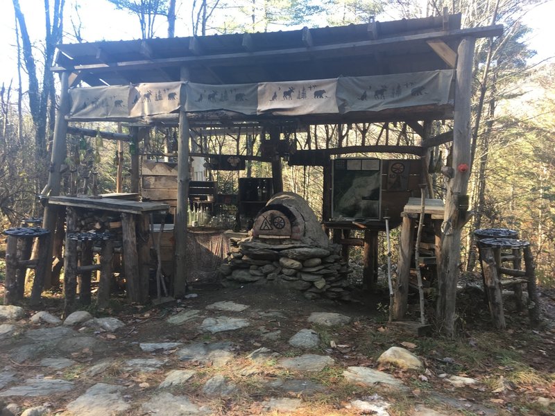 Rest area along the trail system complete with pizza oven.