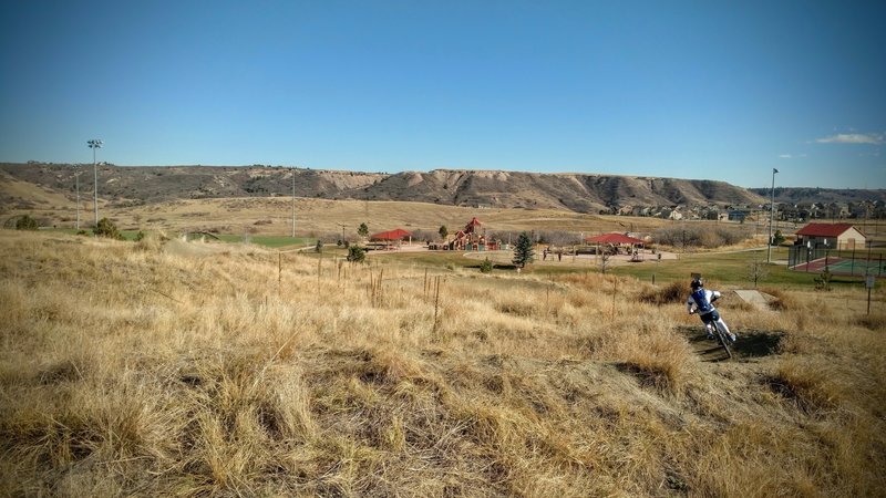 Shredding beautiful berms at Rhyolite Regional Park.