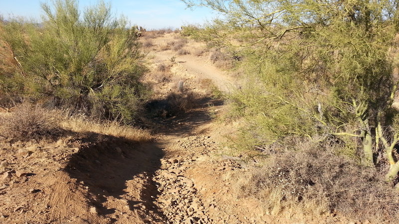 Small technical area.  Nice descent turning through wash and then ascent turning out of wash.