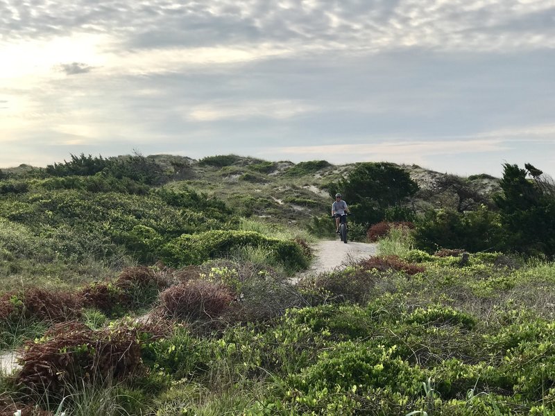 Downhill into the beach parking lot