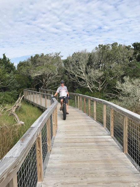 One of many Ft Macon tidal boardwalks through wetlands