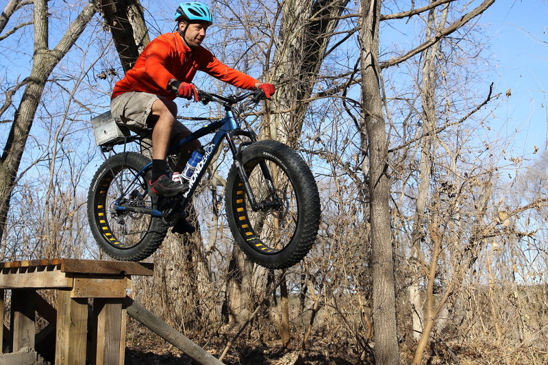 Jeff Scram (Walnut Creek Trail Leader) sending The Boardwalk drop on a Fatty!