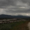 Stormy day, with snow in the mountains.