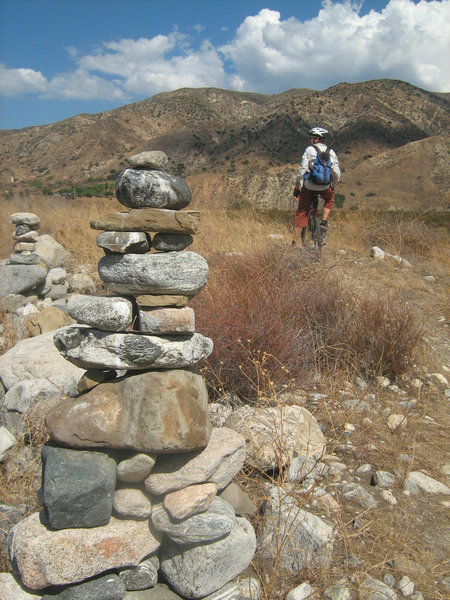 Taking a break at the cairn