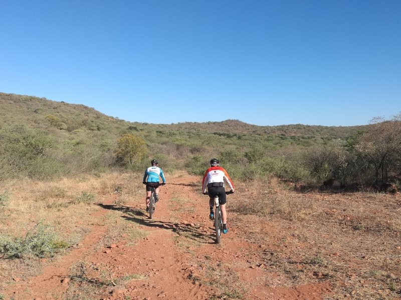 Riding between Bar-end Alley and Graveyard Climb.