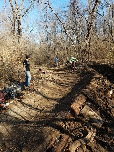 berm on shelter 14 trail