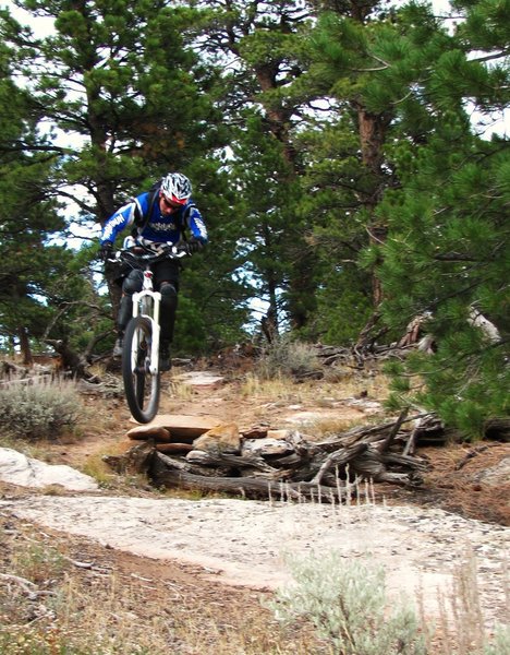 One of the rock features in the trees near the top.