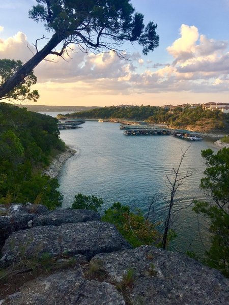 Great view of Rough Hollow arm of Lake Travis...great trail to get down to the water and have lunch and a dip in the lake!