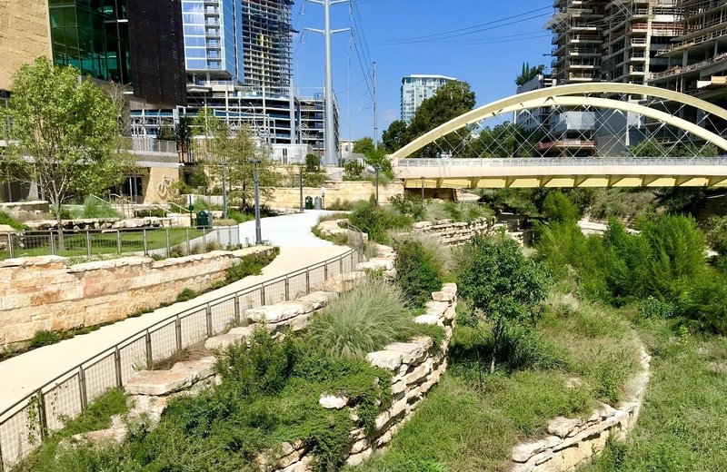 The newly remodeled section of Shoal Creek Trail.