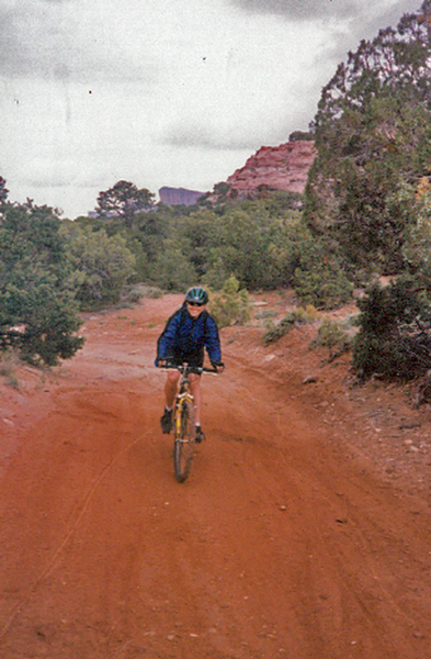 Jen near the Polar Mesa on Kokopelli's Trail.