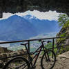 Lago di Mezzola seen from on the galleries on the Tracciolino