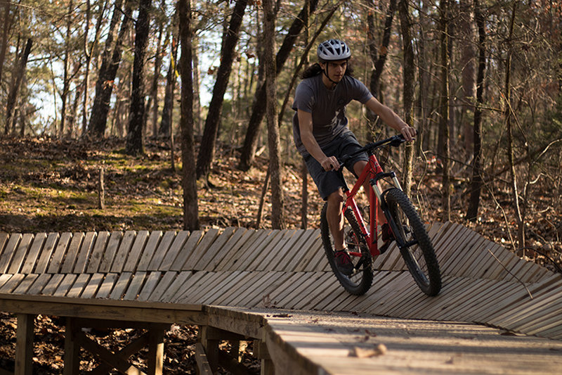 Wooden berm on Advanced Trail.