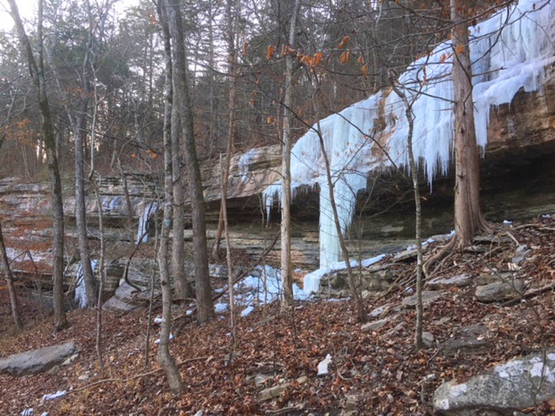 Ice and geological formations just below Blowing Spring Trail