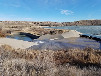 Dam area, fun to ride around on.