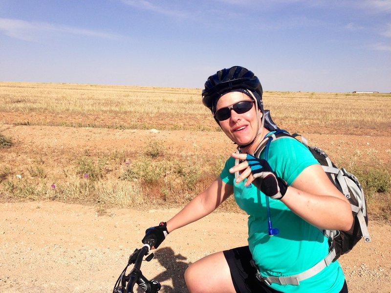 Biking near Shoubak Castle on the Jordan Bike Trail.