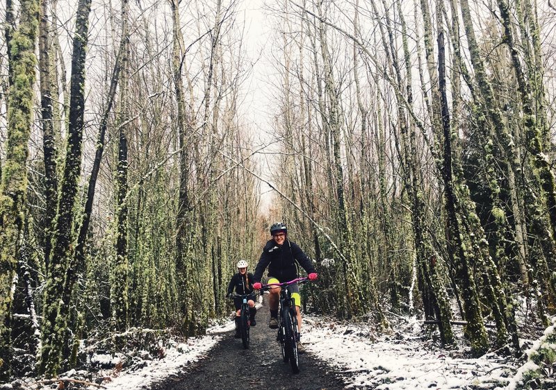 Getting after it on a winter ride.