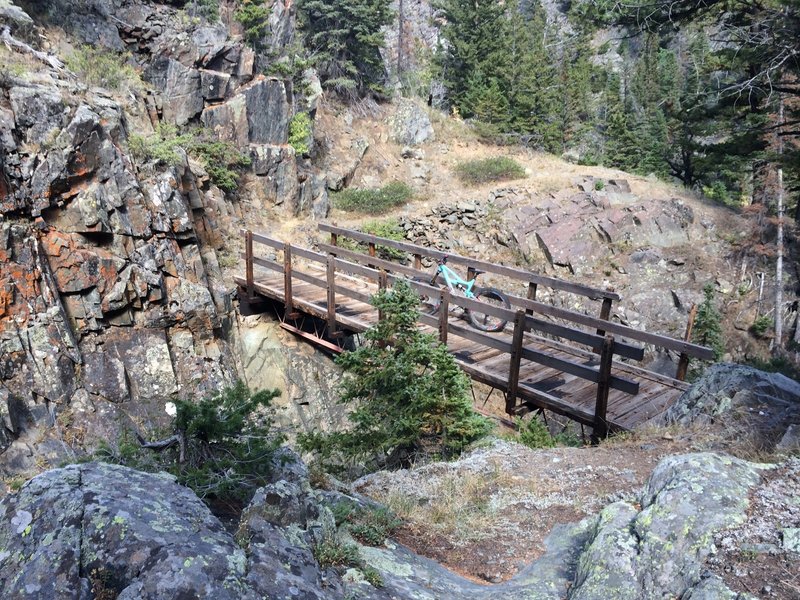 Cool bridge across creek confluence.