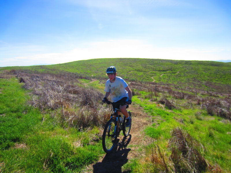 Climbing to the top of the Red Tail Trail.