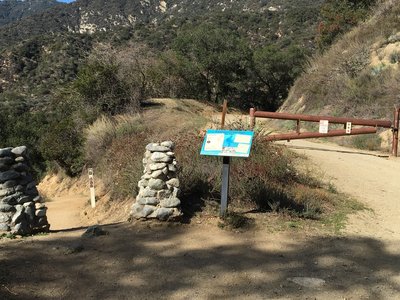 Overturf trailhead junction. Stay to the right and go around the gate.
