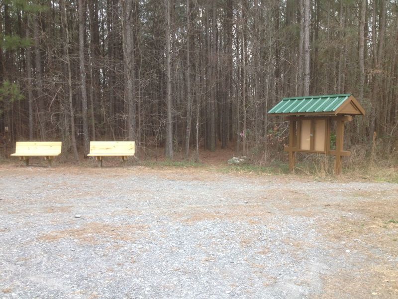 Benches installed at Austell Threadmill trailhead.