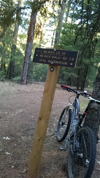 Trail sign at East Weaver Campground