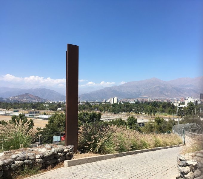 Entrance to Parque Metropolitano from Vespucio overpass at Parque Bicentenario - La Piramide.