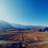 Wonderful fish eye view of the whole bike park from the top entrance at Farellones