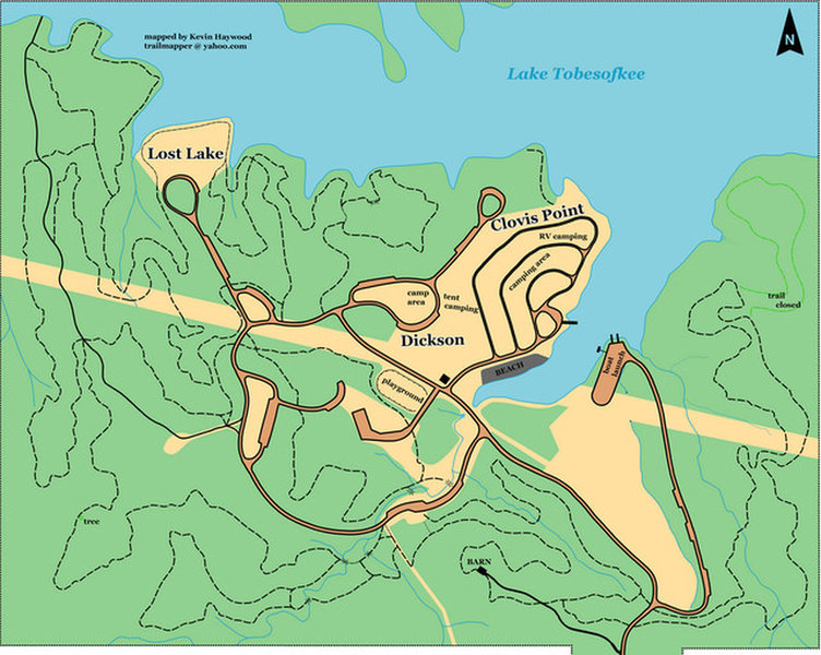 Latest map showing 9 miles advanced and 5 mile beginner trails.