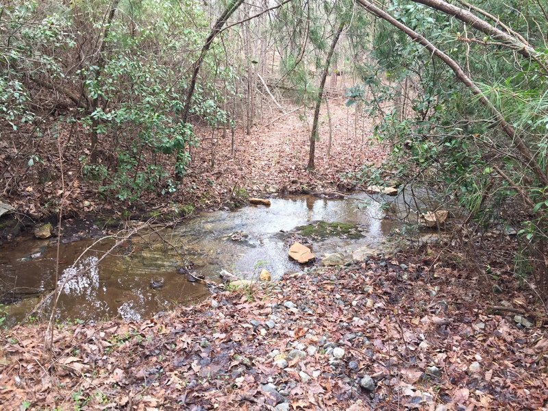 Ridgeline Trail creek crossing. Doubletrack is barely visible near top of photo.