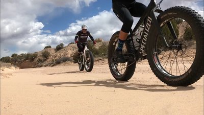 Riding the sandy Preserve Arroyo. Coming back from a long day of riding Mariposa Fat Bike Trails.