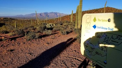 View from the junction of Lost Arrow/The Spine looking towards the Catalinas.