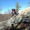 Joe rolling down - on Goliath's climb trail