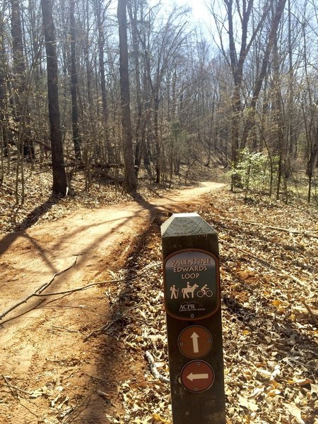 Trail marker for Valentine Edward Loop.