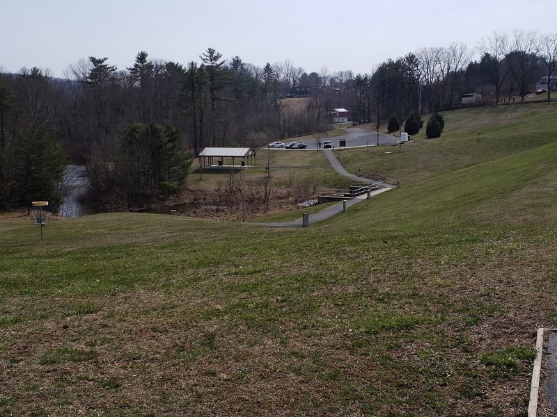 Parking area view from top of hill