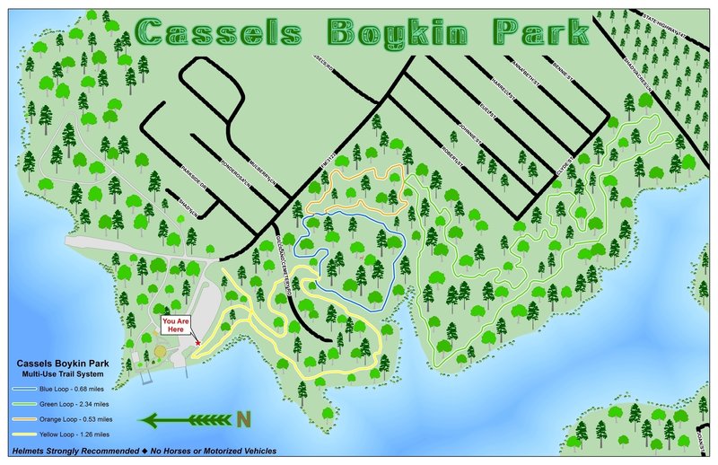 Kiosk map at boat ramp parking central trailhead