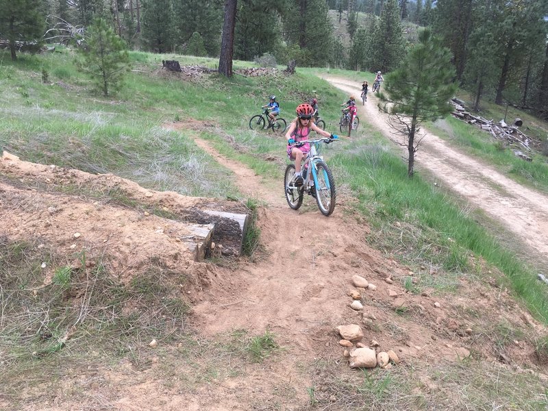 Some of the Wolverines on Wheels making their first trip up the new trail.