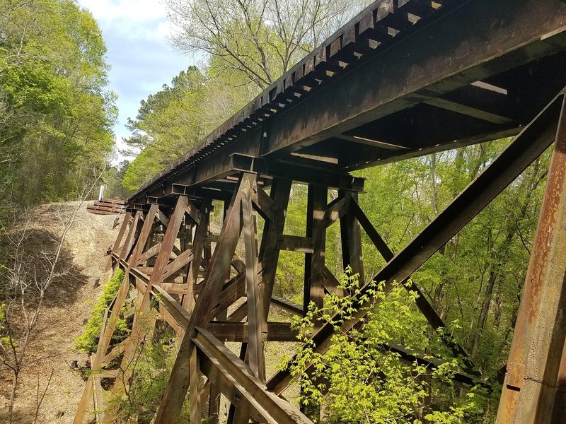 Rail bridge crossing over the Cape Fear River Trail