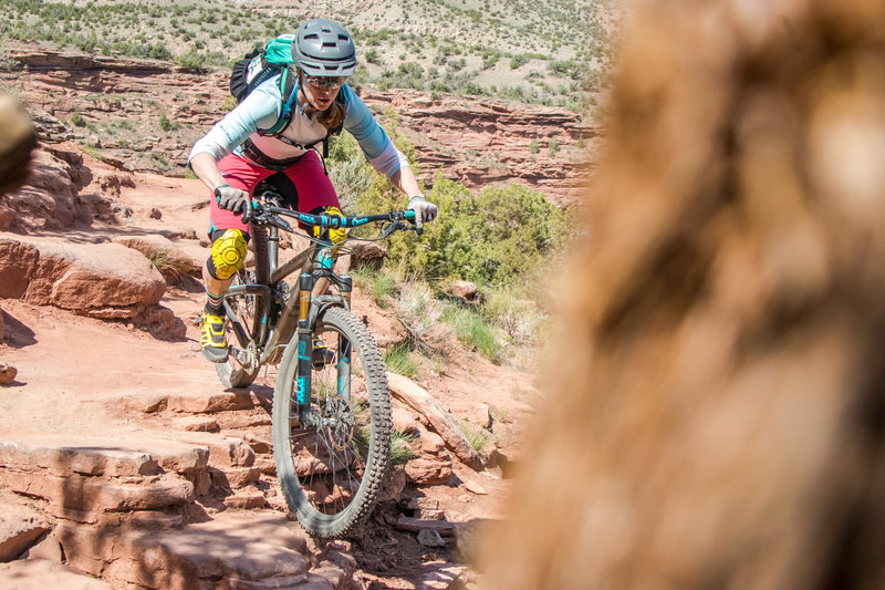 The trail gets technical as you turn away from the Colorado River